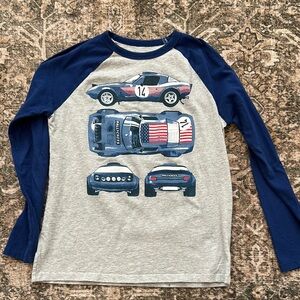 Gap size 8 Blue and Gray Car Graphic Long Sleeve Shirt